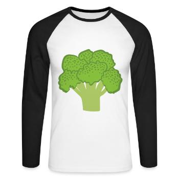 Brokkoli / broccoli - Unisex Baseballshirt langarm - Weiß/Schwarz - Vorne - Nik (191cm)