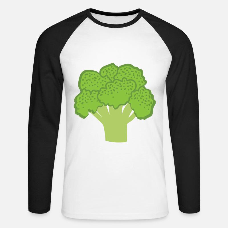 Brokkoli / broccoli - Unisex Baseballshirt langarm - Weiß/Schwarz