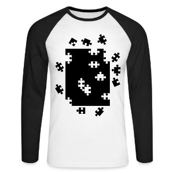 T-shirt de conception de jeu de puzzle - T-shirt baseball manches longues Homme - blanc/noir - Devant - Nik (191cm)