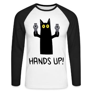 Les mains en l’air! - T-shirt baseball manches longues Homme - blanc/noir - Devant - Nik (191cm)