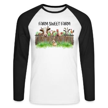 Farm Sweet Farm - Unisex Long Sleeve Baseball T-Shirt - white/black - Front - Nik (191cm)