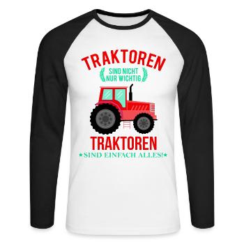 Chemise d'agriculteur • Agriculteur • Cadeau tracteur - T-shirt baseball manches longues Homme - blanc/noir - Devant - Nik (191cm)