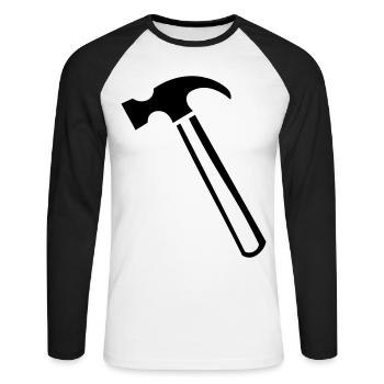 Hammerverktøy gaveide - Langermet baseball-skjorte for menn - hvit/svart - Foran - Nik (191cm)