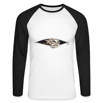 Chat Chats - T-shirt baseball manches longues Homme - blanc/noir - Devant - Nik (191cm)