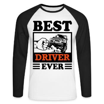 Jeep Coureur Tout-terrain Range Rover - T-shirt baseball manches longues Homme - blanc/noir - Devant - Nik (191cm)