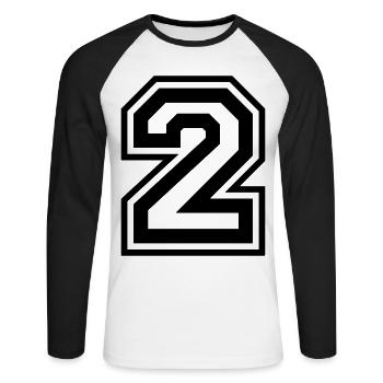 2 Numéro de numéro - T-shirt baseball manches longues Homme - blanc/noir - Devant - Nik (191cm)