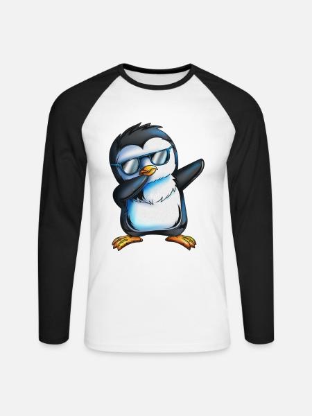 Cooler Dab Pinguine Sonnenbrillen Dabbing Pinguin - Unisex Baseballshirt langarm - Weiß/Schwarz