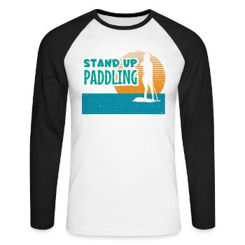 Stand Up Paddling - Girl Water Sports Paddle Sport - T-shirt baseball manches longues Homme - blanc/noir - Devant - Nik (191cm)