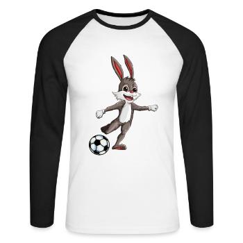 Rabbits Football Fan Football Outfit Recreational Sports - Unisex Long Sleeve Baseball T-Shirt - white/black - Front - Nik (191cm)
