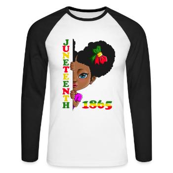 Brave Women Black Girl Juneteenth 1865 Mother's Day - Unisex Long Sleeve Baseball T-Shirt - white/black - Front - Nik (191cm)