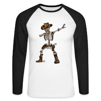Cowboy Dance Skeleton Country Music Cowboy Costume - Unisex Long Sleeve Baseball T-Shirt - white/black - Front - Nik (191cm)