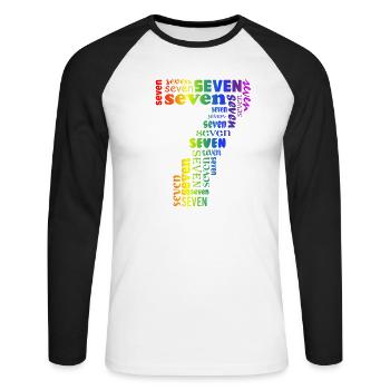 Seven 7th Birthday | Coldorful Words Themed - Unisex Baseballshirt langarm - Weiß/Schwarz - Vorne - Nik (191cm)