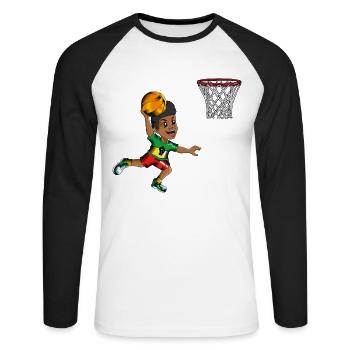 Juneteenth Joueur de basket-ball Joueur Sports - T-shirt baseball manches longues Homme - blanc/noir - Devant - Nik (191cm)