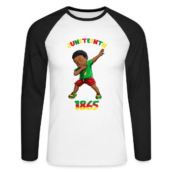 Black Boy Juneteenth 1865 Freiheit Freedom Day - Unisex Long Sleeve Baseball T-Shirt - white/black - Front - Nik (191cm)