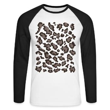 Snow leopard pattern dark - Unisex Long Sleeve Baseball T-Shirt - white/black - Front - Nik (191cm)
