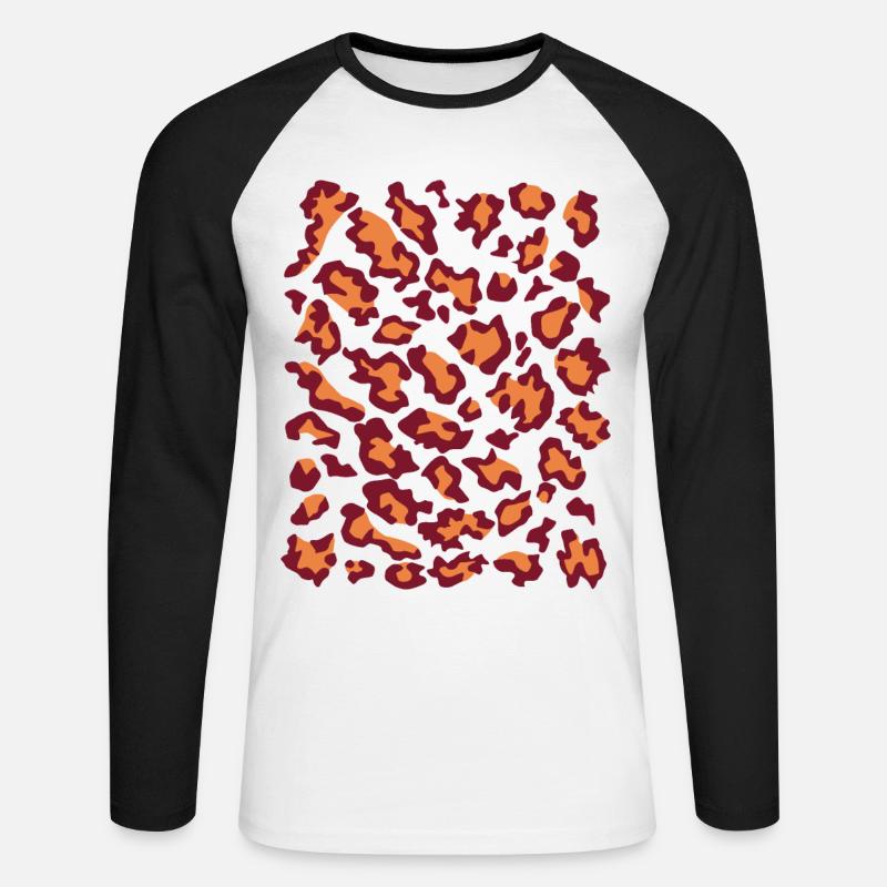 Leopard rot orange - Unisex Baseballshirt langarm - Weiß/Schwarz