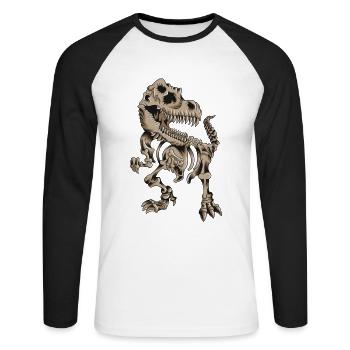 Bone T Rex Skeleton to Scare Halloween Kids - Unisex Long Sleeve Baseball T-Shirt - white/black - Front - Nik (191cm)