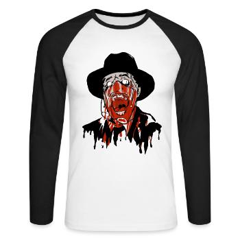 Toht - Melting Face - Horror Schmelzendes Gesicht - Unisex Long Sleeve Baseball T-Shirt - white/black - Front - Nik (191cm)