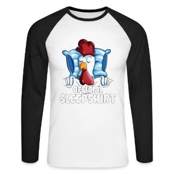 Chicken Chicks Chickens Pajamas Late riser Chicken - Unisex Long Sleeve Baseball T-Shirt - white/black - Front - Nik (191cm)