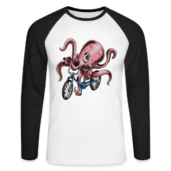 Cyclist squid octopus octopus kids bike - Unisex Long Sleeve Baseball T-Shirt - white/black - Front - Nik (191cm)