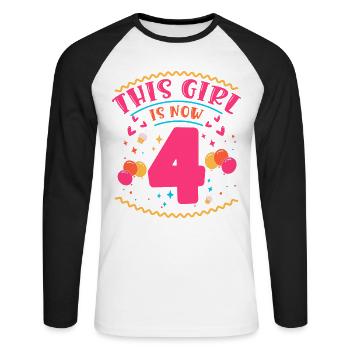 Cette fille a maintenant 4 | Thème Cupcake - T-shirt baseball manches longues Homme - blanc/noir - Devant - Nik (191cm)