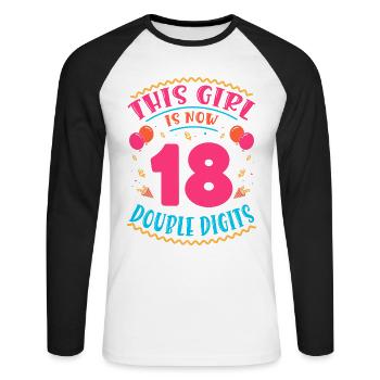 Cette fille a maintenant 18 | Thème Cupcake - T-shirt baseball manches longues Homme - blanc/noir - Devant - Nik (191cm)