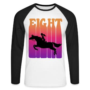 Girl riding, I am 8 years old, children 8. - Unisex Long Sleeve Baseball T-Shirt - white/black - Front - Nik (191cm)