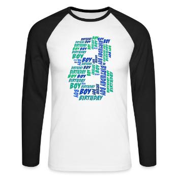 Anniversaire Garçon 8ème anniversaire | Garçons - T-shirt baseball manches longues Homme - blanc/noir - Devant - Nik (191cm)