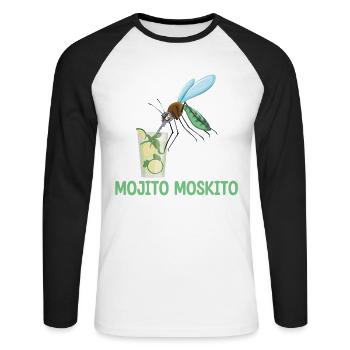 Mojito Moskito | Witziges Bierhemd | Witziges - Unisex Baseballshirt langarm - Weiß/Schwarz - Vorne - Nik (191cm)