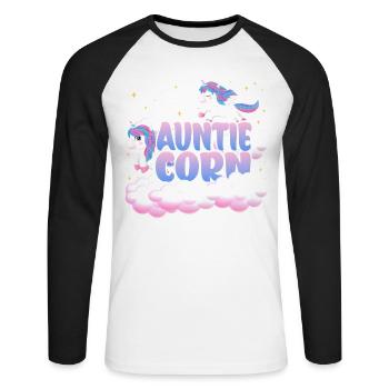 Tante Mais | | d’anniversaire de licorne Thème Licorne | - T-shirt baseball manches longues Homme - blanc/noir - Devant - Nik (191cm)