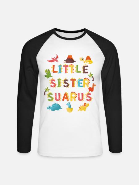 Sister Saurus | Dinosaur Birthday | - Unisex Long Sleeve Baseball T-Shirt - white/black