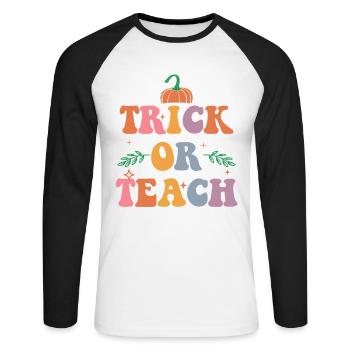 Truc ou friandise - Fête costumée d’Halloween à - T-shirt baseball manches longues Homme - blanc/noir - Devant - Nik (191cm)