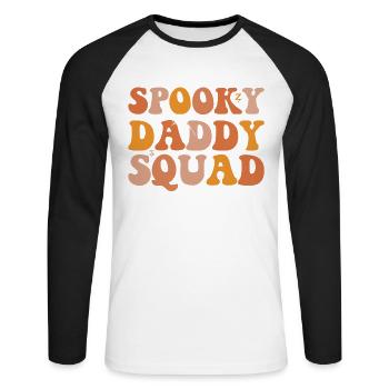 Spooky Daddy Squad Fête costumée d’Halloween - T-shirt baseball manches longues Homme - blanc/noir - Devant - Nik (191cm)