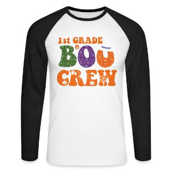 1ère classe Boo Crew Monstre citrouille effrayant - T-shirt baseball manches longues Homme - blanc/noir - Devant - Nik (191cm)