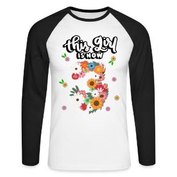 Cette fille est maintenant 3 fleurs colorées 3. - T-shirt baseball manches longues Homme - blanc/noir - Devant - Nik (191cm)