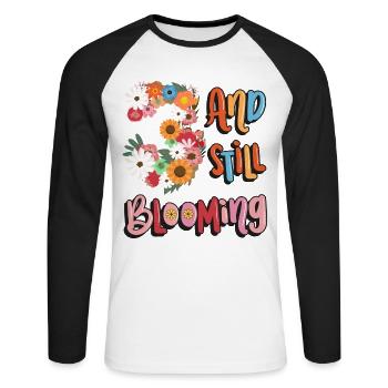 3 Et encore des filles fleuries 3. - T-shirt baseball manches longues Homme - blanc/noir - Devant - Nik (191cm)