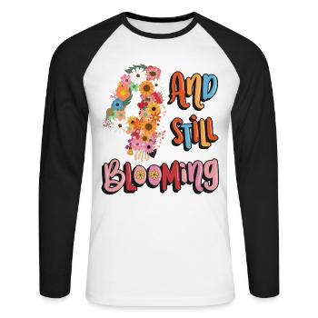 4 Et encore des filles fleuries 4. - T-shirt baseball manches longues Homme - blanc/noir - Devant - Nik (191cm)