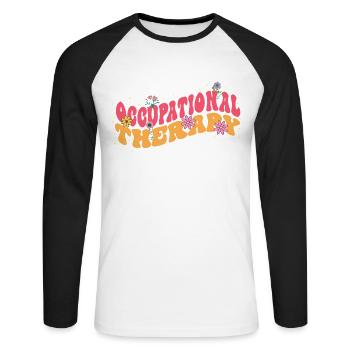 Beschäftigungstherapeutin Bloom Floral Leisure - Unisex Baseballshirt langarm - Weiß/Schwarz - Vorne - Nik (191cm)