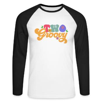 Two Groovy Gardeners Bloom On - Leisure With - Unisex Long Sleeve Baseball T-Shirt - white/black - Front - Nik (191cm)