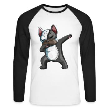 Dabbing French Bulldog Dogs Dab Pet - Unisex Long Sleeve Baseball T-Shirt - white/black - Front - Nik (191cm)