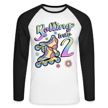 Rouler en 2 patins à roulettes Patins 2e année - T-shirt baseball manches longues Homme - blanc/noir - Devant - Nik (191cm)