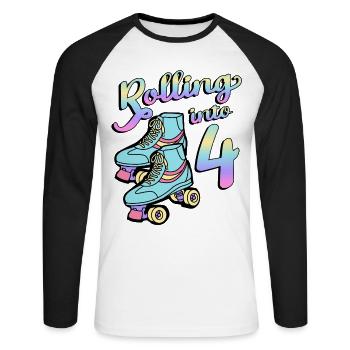 Rolling Into 4 Roller Skaters Schlittschuhe 4 - Unisex Baseballshirt langarm - Weiß/Schwarz - Vorne - Nik (191cm)