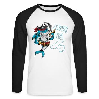 Birthday four year old shark pirate costume ARR I'm 4 - Unisex Long Sleeve Baseball T-Shirt - white/black - Front - Nik (191cm)