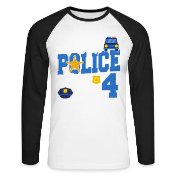 This little cop is now 4 years old, 4 - Unisex Long Sleeve Baseball T-Shirt - white/black - Front - Nik (191cm)