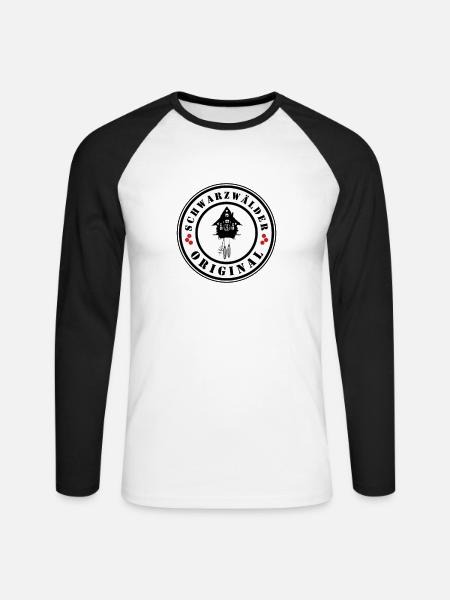 Schwarzwälder Original - Unisex Baseballshirt langarm - Weiß/Schwarz
