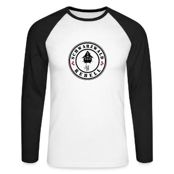 Schwarzwald Rebell - Unisex Baseballshirt langarm - Weiß/Schwarz - Vorne - Nik (191cm)