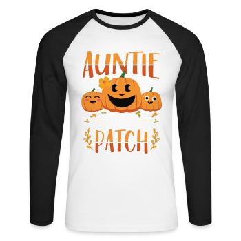 Tante Der Patch Adorable Kürbisse Halloween - Unisex Baseballshirt langarm - Weiß/Schwarz - Vorne - Nik (191cm)