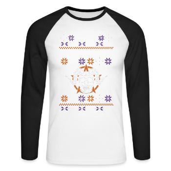 Joyeux Pentagramme satanique d’Antéchristmas - T-shirt baseball manches longues Homme - blanc/noir - Devant - Nik (191cm)