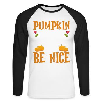 Pumpkin Spice And Everything Will Be Beautiful Halloween - Unisex Long Sleeve Baseball T-Shirt - white/black - Front - Nik (191cm)