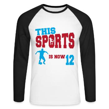 This sports legend is now 12, football game 12. - Unisex Long Sleeve Baseball T-Shirt - white/black - Front - Nik (191cm)
